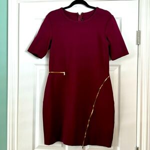 Yoana Boraschi Burgundy Fitted Dress w/ Gold Zipper detail - 16